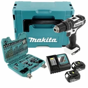 Makita DHP 482 RTJ W Akku Schlagbohrschrauber 18V 62Nm Im Makpac + 2x 5,0 Ah Akku + Ladegerät + 100 Tlg. Bit & Bohrer Set 11