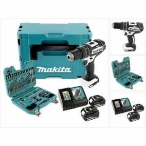 Makita DHP 482 RTJ W Akku Schlagbohrschrauber 18V 62Nm Im Makpac + 2x 5,0 Ah Akku + Ladegerät + 100 Tlg. Bit & Bohrer Set 15